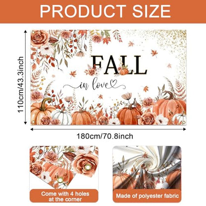Mocsicka Fall in Love Backdrop Pumpkin Bridal Shower Background Boho Autumn Bridal Shower Party Decorations Banner Photo Studio Props