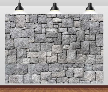 8x8ft Fabric Grey Stone Brick Wall Photography Backdrop Medieval Castle Wall Decor Kids Party Decorations Knight Themed Photo Booth Props Wallpaper - size: 8x8ft