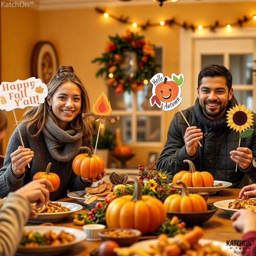 KatchOn, Happy Fall Photo Booth Props - Pack of 34 | Fall Photo Props | Festival Photo Props | Thanksgiving Photo Booth Props, Thanksgiving Props for Photoshoot - color: Brown