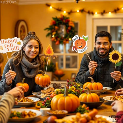 KatchOn, Happy Fall Photo Booth Props - Pack of 34 | Fall Photo Props | Festival Photo Props | Thanksgiving Photo Booth Props, Thanksgiving Props for Photoshoot - color: Brown