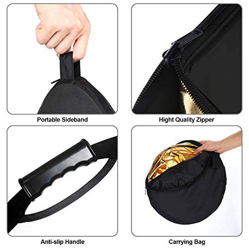 Selens 5-in-1 Oval Reflector with Handle for Photography Photo Studio Lighting & Outdoor Lighting (24 x 36 Inch) - size: 24 x 36 Inch Oval Reflector