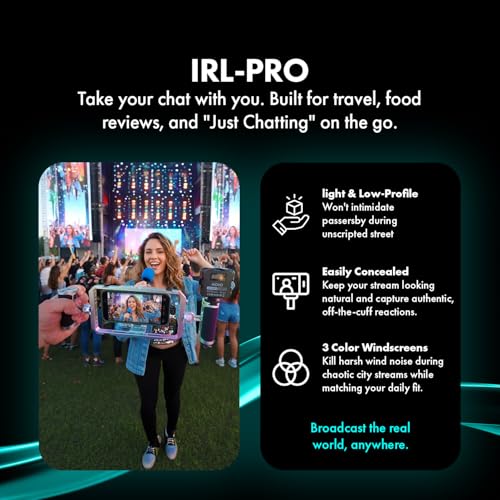 Movo IRL-PRO Wireless Vlogging & Streaming Kit for IRL Streamers – Dual Lav Mics, Stabilizer Cage, LED Light & Cold Shoe Mounts – Mobile Live Streaming Rig for Twitch, Kick & YouTube Live