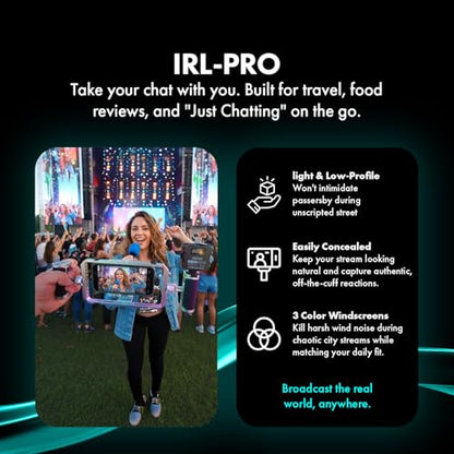 Movo IRL-PRO Wireless Vlogging & Streaming Kit for IRL Streamers – Dual Lav Mics, Stabilizer Cage, LED Light & Cold Shoe Mounts – Mobile Live Streaming Rig for Twitch, Kick & YouTube Live