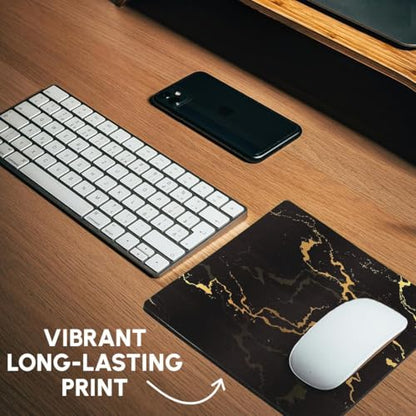 3dRose Image of Black and Yellow Marble Texture, Faux Stone Backdrop - Mouse Pads (mp_354036_1)