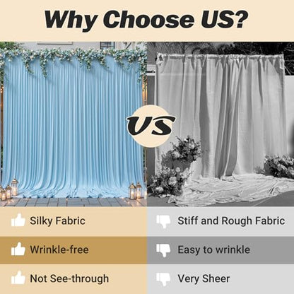 8ftx10ft Wrinkle Free Blue Backdrop Curtain - 10 Feet Photography Backdrop Drapes, Silky Polyester Back Drop Cloth for Wedding Baby Shower Balloon Arch Background - color: Blue, size: 8FTx10FT (W4'xH10', 2 Panels)
