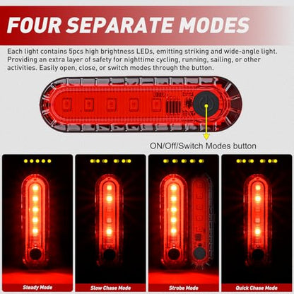 Nilight Marine Boat Navigation Light 2PCS Red Port Bow Lights Four Modes Waterproof Rechargeable Warning Safety Clearance Lamp for Skeeter Yacht Pontoon Trailer Truck Bike Backpack Helmet - color: 5LED Navigation Light-Red