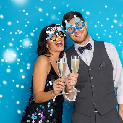 36 Pcs Winter Party Favors Snowflake Paper Eyeglasses Winter Wonderland Party Decorations Photo Booth Props for Christmas Holiday Baby Shower Birthday Supplies - style: Winter