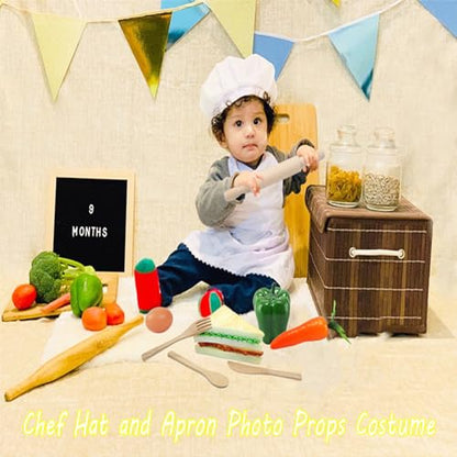 2 PCS Baby Photography Props, Chef Posing Photo for 6-24 Months, Chef Hat and Apron Photo Props - color: Girl