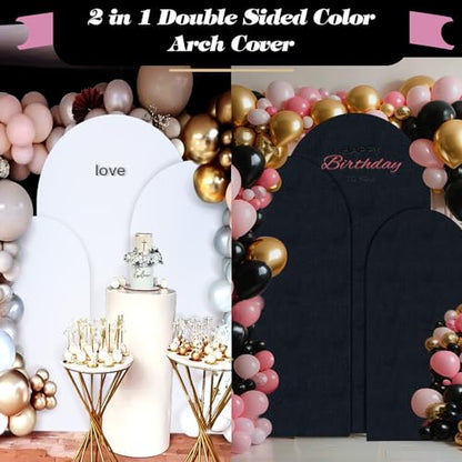 OurWarm Wedding Arch Backdrop Cover Set of 3(6FT 5FT 4FT ), 2 Sided White and Black Arch Cover for Balloon Arch Stand, Stretch Spandex Backdrop for Class of 2026 Graduation Party Decorations