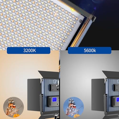 GVM 65W LED Video Lighting Kits with APP Control, Bi-Color Variable 3200K~5600K with Digital Display Brightness of 10~100% for Video Photography, CRI97+ TLCI97 Led Video Light Panel, 1216 Led Beads
