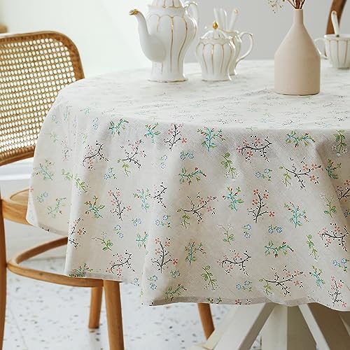 YiHomer Pastoral Round Tablecloth - 60 Inch Dia. Table Cloth - Washable Table Cover with Dust-Proof Wrinkle Resistant for Restaurant, Picnic, Bistro, Indoor and Outdoor Dining, Gardenia - color: C - Floral (Gardenia), size: 60" (Round)