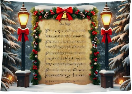Christmas Photography Backdrop 7x5FT Winter Wonderland Xmas Music Snow Scene Photography Background Festival Party Decorations Holiday Photo Banner - color: Christmas Photography Background