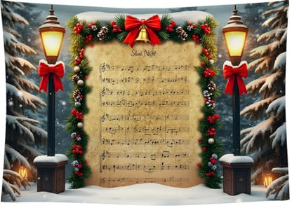 Christmas Photography Backdrop 7x5FT Winter Wonderland Xmas Music Snow Scene Photography Background Festival Party Decorations Holiday Photo Banner - color: Christmas Photography Background
