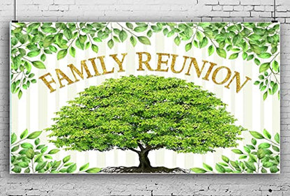 Family Reunion Backdrop, Family Tree Members Theme Photo Backdrop Vinyl 18x10ft Green Tree Family Gather Welcome Party Photography Backdrops Rod-Pocket Props, BJLSGU100 - size: 18x10ft