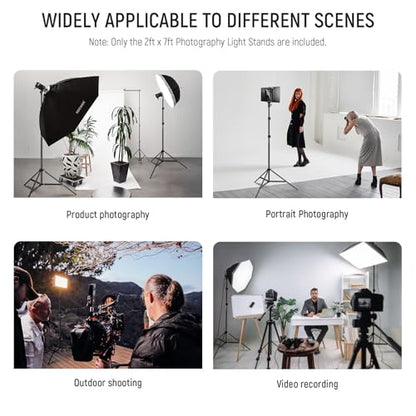 NEEWER Photography Light Stand, 7 Feet / 210cm Aluminum Alloy Photo Studio Tripod Stands for Video, Portrait and Photography Lighting, Reflectors, Soft Boxes, Umbrellas, Backgrounds (2 Pieces) - style: 210cm/2- Pack