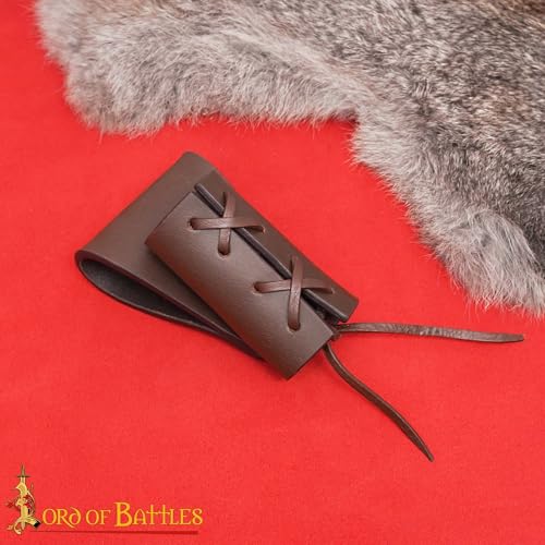 Lord of Battles Medieval Genuine Leather Axe Frog | Axe Holster with Belt Loop | Waist Holder for Axes, Tools - color: Dagger Holster - Brown