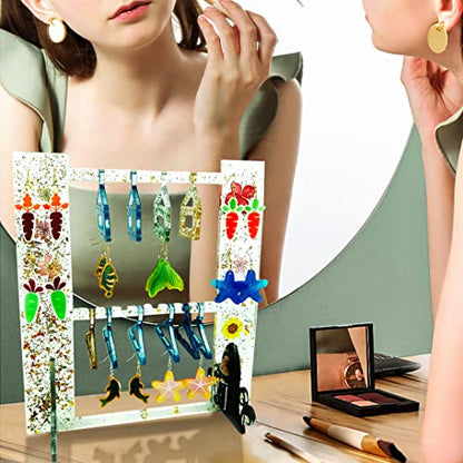 Silicone Jewelry Organizer Resin Molds Earring Holder Mold Jewelry Display Stand Silicone Molds Mini Hanger Rack for Epoxy Resin Casting Necklaces Bracelets Rings Storage DIY