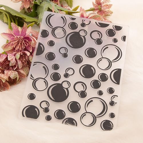 Round Bubbles Background Pattern Plastic Embossing Folder, 3D Textured Impressions Circle Dots Background Embossing Folder Template for Card Making Scrapbooking Paper Craft Album Stamps DIY Décor - color: Round Bubbles Circle Dots
