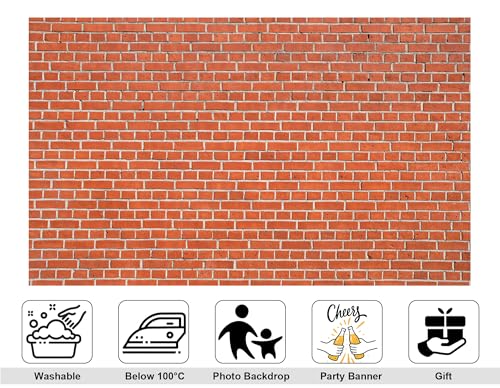 10x10ft Bright Red Brick Wall Backdrop Clean Modern Photography Background Urban City Theme Party Home Wall Decor Photo Booth Decorations Banner Photo Studio Props - size: 10x10ft