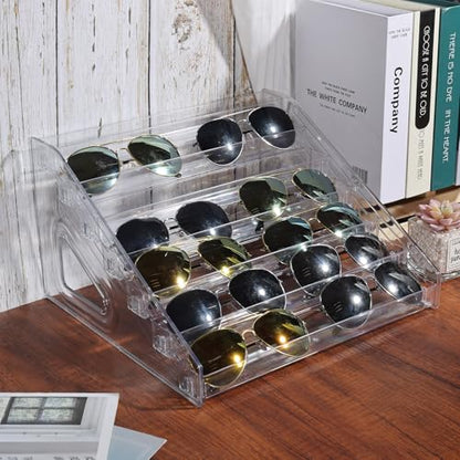 2 Pack 7 Tier Sunglass Organizer Stand, Versatile Clear Acrylic Sunglass Holder Display Stand Sunglass Storage Tray for Highlighting Glasses Makeup Nail Polish Graded Cards - color: Clear-7 Tier