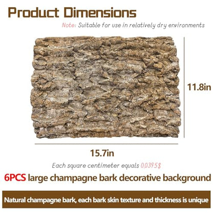 Hamiledyi 6PCS Cork Terrarium Background 15.7x11.8in Natural Large Cork Bark Backdrop Reptile Climbing Mat Tank Habitat Decor for Spider Lizard Chamelon Turtle Beared Dragon - size: 6PCS-15.7x11.8in
