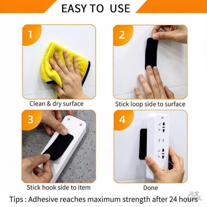 1x4 inch 20 Sets Hook and Loop Tape with Adhesive Strips ，Mounting Tape Heavy Duty Adhesion Picture Hanging Strips， for Home and Office Use,Black