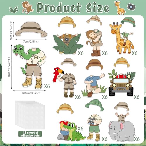 60pcs Jungle Safari Theme DIY Cutouts Jungle Animals Bulletin Board Decoration Set Forest Adventure Paper Cut-Outs Classroom Decor for Boy Girl DIY Photo Craft Kindergarten School Wall Door Supplies - style: Jungle Safari Animals