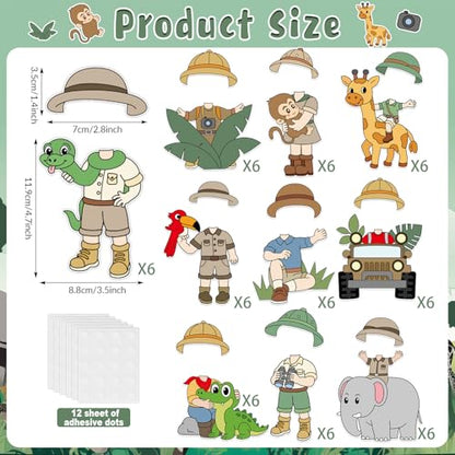 60pcs Jungle Safari Theme DIY Cutouts Jungle Animals Bulletin Board Decoration Set Forest Adventure Paper Cut-Outs Classroom Decor for Boy Girl DIY Photo Craft Kindergarten School Wall Door Supplies - style: Jungle Safari Animals