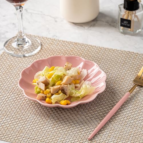 Small Dessert Plates Set of 4,Ceramic Dinner Plates 6 Inch for Appetizer, Fruits, Cake, Salad,Microwave Safe,Christmas Gift,Pink - color: Pink
