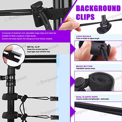 Swpeet 22Pcs Photography Backdrop Clips Clamps Assorments Kit, 10Pcs Curtain Rings with Clips, 6Pcs Backdrop Spring Clamps and 6Pcs Leather Background Clips Holder - size: NO.1 Backdrop Clips Clamps