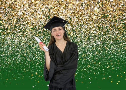 8x6ft Green and Gold Backdrop Birthday Gold Spots Bokeh Wedding Prom Graduation Photography Background X-224 - color: Green, size: 8X6ft