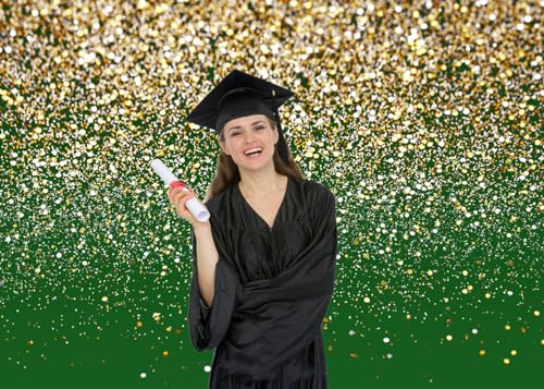 8x6ft Green and Gold Backdrop Birthday Gold Spots Bokeh Wedding Prom Graduation Photography Background X-224 - color: Green, size: 8X6ft