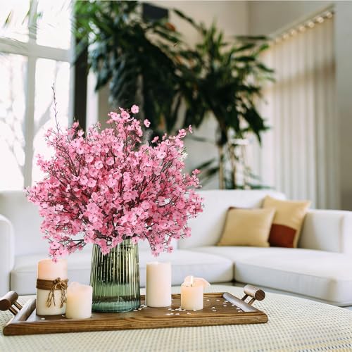 21 Stems Pink Babys Breath Artificial Flowers, 5 Branches Per Stem Spring Decor Pink Artificial Gypsophila Flowers Bouquet for Centerpiece Outdoor UV Garden Home Decoration - color: Pink