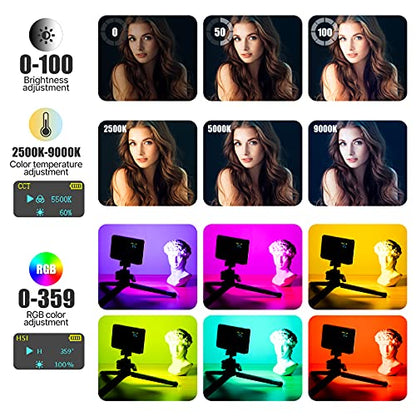 VIJIM VL120 RGB Video Light, Portable LED Camera Light Panel 0-360 Full Color, CRI 95+ 2500-9000K LED 3100mAh Rechargeable DSLR Lighting for Vlogging, Photography, Video Conference