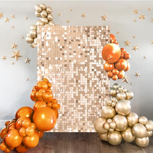 Shimmer Wall Backdrop Champagne 3FTx4FT Glitter Photo Backdrop Square Sequin Panel Background for Bachelorette Wedding Bridal Shower Birthday Shiny Decorations - color: Champagne, size: 3ftx4ft