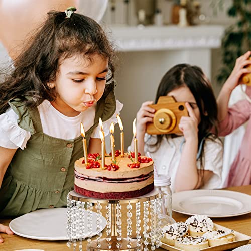 Cake Stand for Dessert Table 12 Inch Gold Crystal Pendants Metal Cake Stand Serves as A Round Dessert Cupcake Display Plate for Table, Wedding, Party, Event - color: Gold, size: Medium