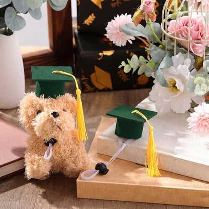 Eccliy 2 Pcs Pet Graduation Caps Mini Bachelor Hats with Tassel for Small Animal Guinea Pigs Hedgehog Bird Turtles Hamster Photo Props Graduation Festival Holiday Party Accessory(Green Gold) - color: Green Gold