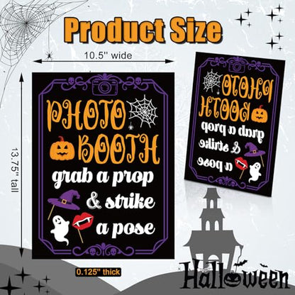 Briwooody Photo Booth Sign with Stand Retro Background Table for Halloween Indoor and Outdoor Party Theme Event Photography Props Desktop Decoration Supplies - style: Halloween