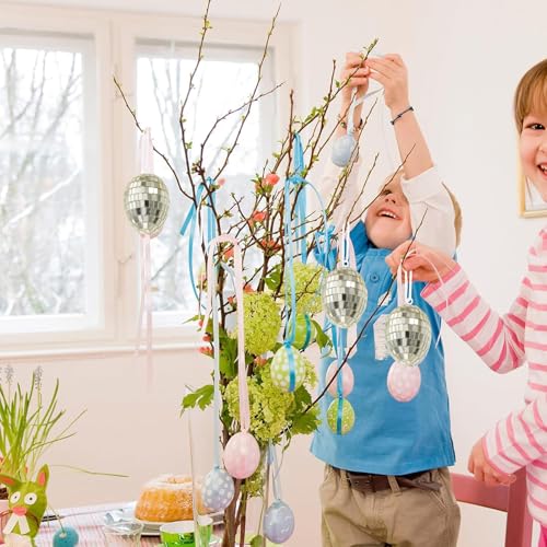 8 Piece Easter Egg Ornament Set Spring Decorations | Decorative Hanging Eggs for Basket Bookshelf Centerpiece Table Styling | Suitable for Home Office Classroom Party Craft Photography Holiday Display - color: Gold
