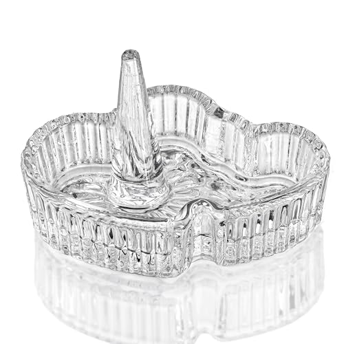 H&D HYALINE & DORA Crystal Heart Ring Holder Engagement Wedding Ring Holder For Jewelry, Christmas Birthday Gifts for Women,Her,Best Friend - color: Clear，Heart-2