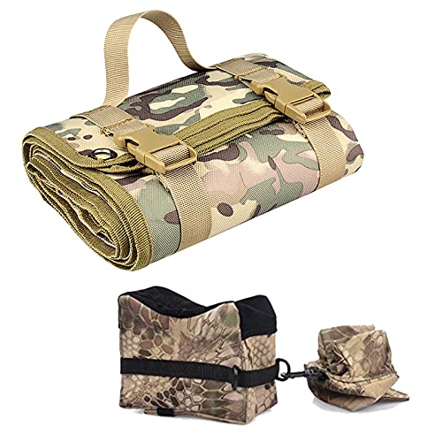 Tactical Shooting Gun Mat Outdoor Professional Waterproof Non-Slip Shooting Mat Firearm Shooting Bag Rifle Rest Bag Shooting with Front and Rear Support Sandbags - color: CP