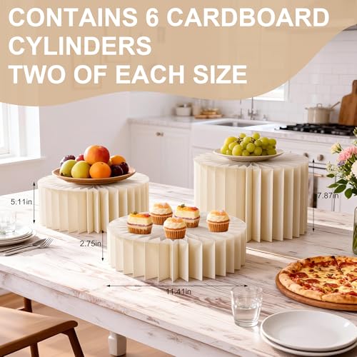Yeasfe 6 Pcs Buffet Risers, Food Display Risers for Buffet Table, Food Risers for Display Party Food Stand with Anti-Wear Panels, Food Display Risers for Party, Weeding, White