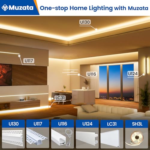 Muzata 4FT/1.2M Spotless Aluminum LED Baseboard Lighting Frosted LED Strip Light Diffuser Neon Skirting Board Indoor Mood Lighting Baseboard LC31 1.2M - size: 1Pack