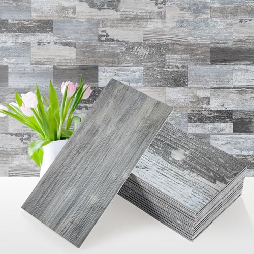 Vamos Tile 100-Piece Peel and Stick Backsplash Seamless Tile,3''x6'' Distressed Wood PVC Subway Tile,Stick on Backsplash for Kitchen/Bathroom/Laundry Room - color: Distressed Wood