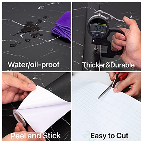 practicalWs 11.8"×78.7" Black Marble Contact Paper Matte Peel and Stick Kitchen Countertops Paper Black and White Self Adhesive Removable Waterproof Wallpaper for Cabinet Covers - color: Black/White, size: 11.8" x 78.7"