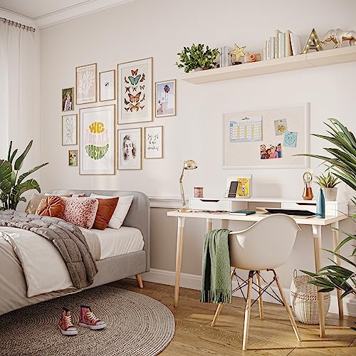 U Brands Farmhouse Linen Bulletin Board, 30" x 20", White Wood Frame, Wall Mounted Pin Board for Home Office, Classroom & Kitchen, Includes Push Pins - style: 30"x20" Natural Linen
