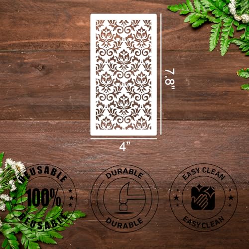 Damask Stencils for Crafts Reusable Texture Stencils Mixed Media Stencil Background Drawing Templates for Painting on Wood Wall Fabrics Crafts Furniture - style: Damask