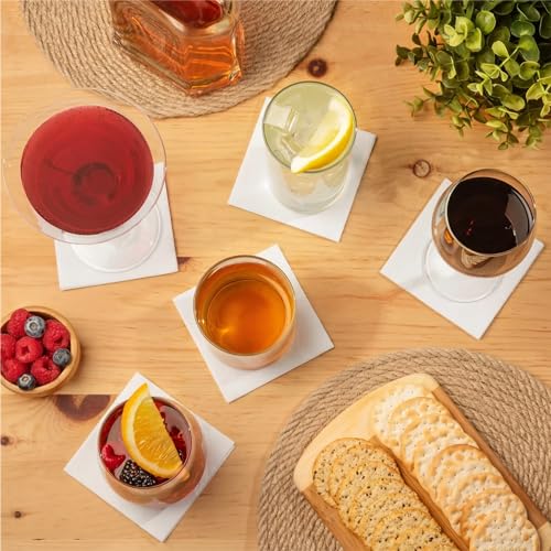 AMERICAN HOMESTEAD White Cocktail Napkins - Premium 4.75"x4.75" Disposable Linen-Like Beverage Napkins - Bulk Square Party Bar Serviettes for Weddings, Parties, Events, and Everyday Use - 600 Count - color: White, size: 4.75 x 4.75/600 Count