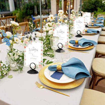 MotiMind 24 Pcs Table Number Holders-Metal Place Card Holders Table Number Stands Tabletop Sign Stands for Photos, Menu, Memo, Notes, Wedding, Restaurant, Banquet, Birthday(Black) - color: Black