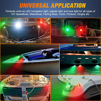 Nilight Marine Boat Navigation Light 2PCS 8LED Red Green LED Port Starboard Signals Bow Lights 12V Waterproof for Skeeter Yacht Pontoon Speedboat Sailboats Fishing Boats - color: 8LED Navigation Light-2Pcs